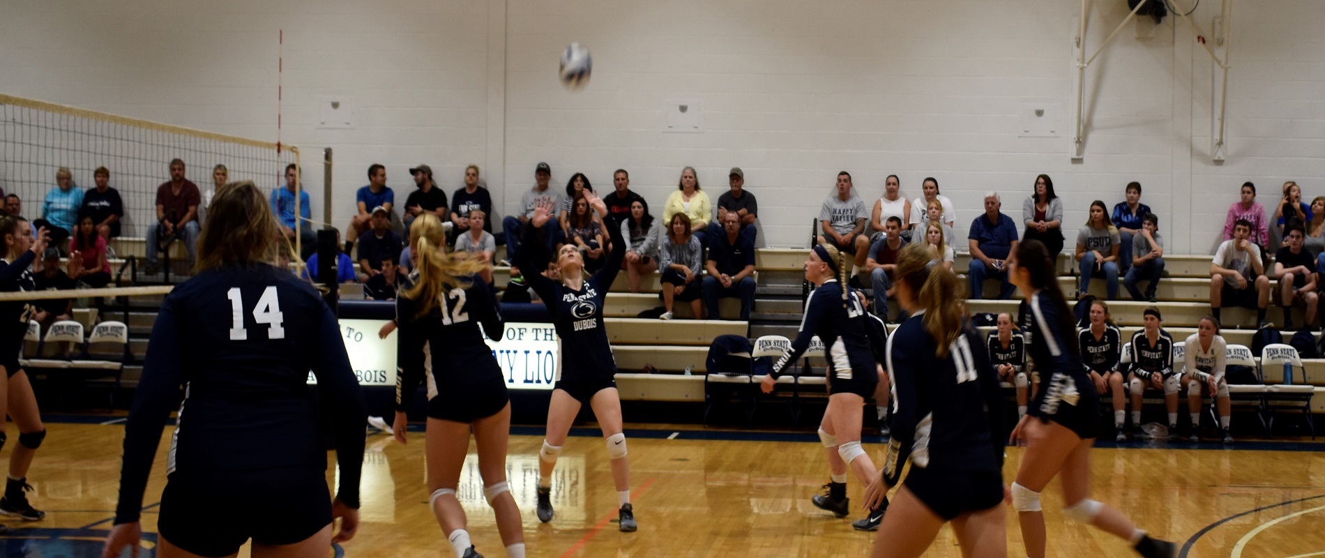 Penn State DuBois' Brittany English prepares to set the ball in a PSUAC volleyball match.