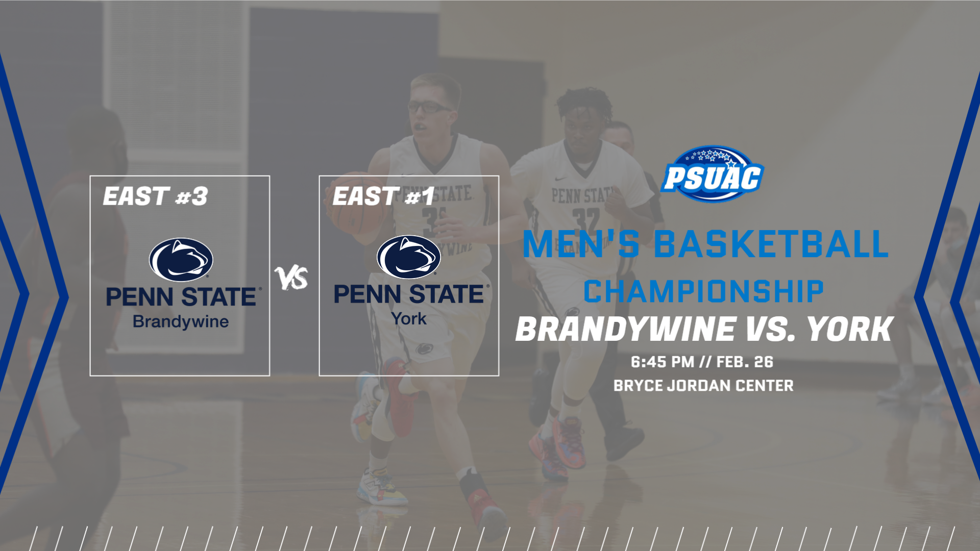 Penn State Brandywine and Penn State York will meet for the 2022 PSUAC Men's Basketball Championship.