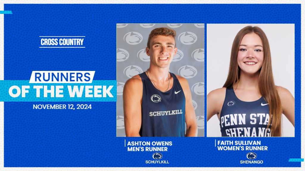 Penn State Schuylkill's Ashton Owens and Penn State Shenango's Faith Sullivan were named Runners of the Week after their performances at the 2024 USCAA Cross Country National Championships.