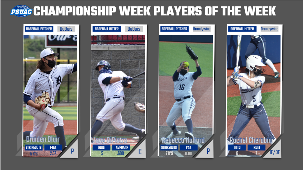 Penn State DuBois' Braiden Blair and Joey DiPietro and Penn State Brandywine's Rebecca Halford and Rachel Cherubini are this week's Players of the Week.