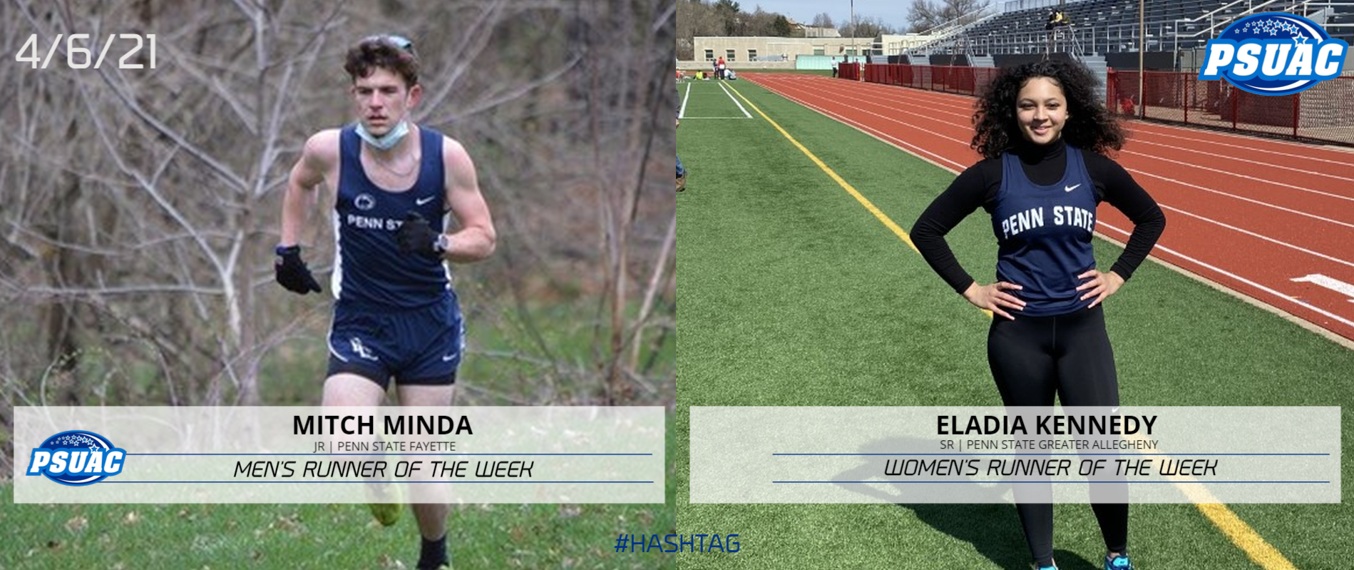 PSUAC Runners of the Week Mitch Minda and Eladia Kennedy.