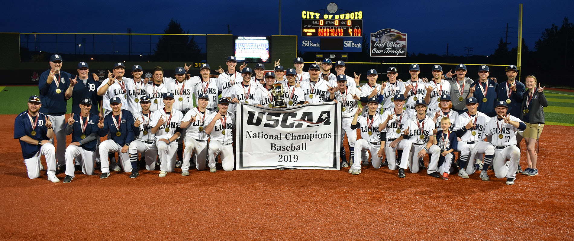 Penn State DuBois won the 2019 USCAA Baseball Small College World Series, their second consecutive USCAA National Championship.
Photo courtesy of DuBois Athletics.