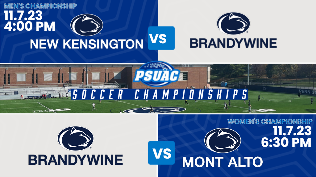 The PSUAC Men's and Women's Soccer Championships will be held on Tuesday, November 7th at Panzer Stadium on the University Park campus.