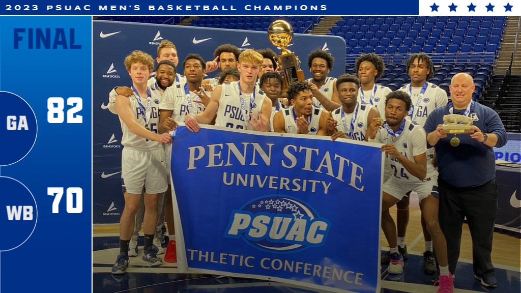 Penn State Greater Allegheny won the 2023 PSUAC Men's Basketball Championship at the Bryce Jordan Center on Monday, March 6.